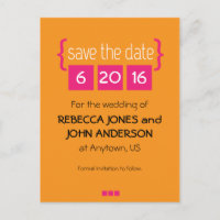Hellrosa und orange Save the Date Postkarte