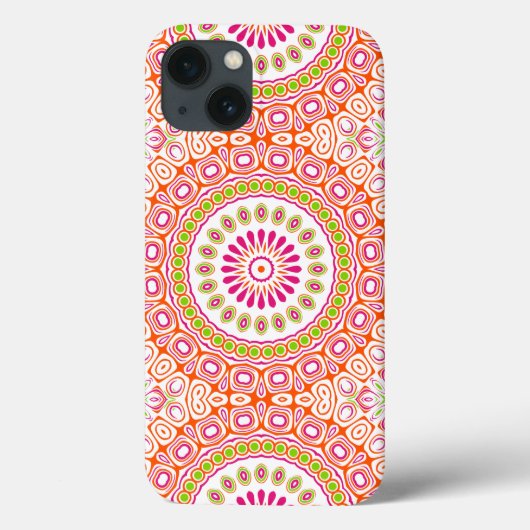Hellrosa und orangefarbene Frühjahrs-Mandala-Blume Case-Mate iPhone Hülle (Rückseite)