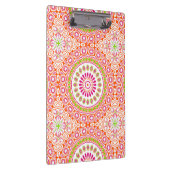 Hellrosa und orangefarbene Frühjahrs-Mandala-Blume Klemmbrett (Rechts)