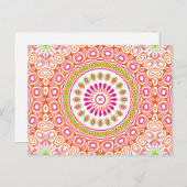 Hellrosa und orangefarbene Frühjahrs-Mandala-Blume Postkarte (Vorne/Hinten)