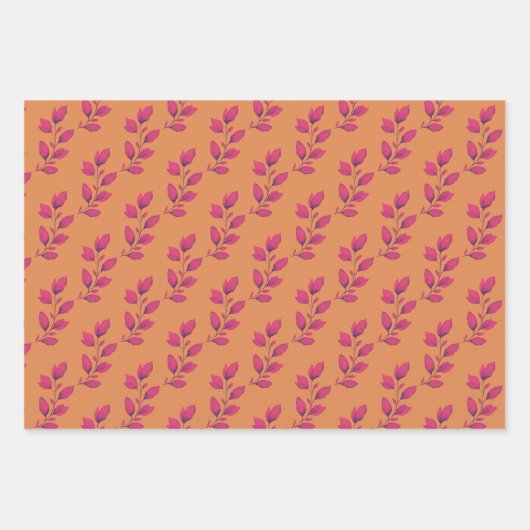 Hellrosa und orangefarbenes botanisches Wasser Geschenkpapier Set (Vorderseite)