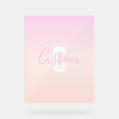 Hellrosa und Pfirsichfarben Ombre Name & Monogramm Acrylschild (Vorderseite)