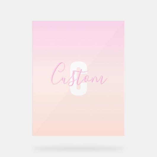 Hellrosa und Pfirsichfarben Ombre Name & Monogramm Acrylschild (Vorderseite)