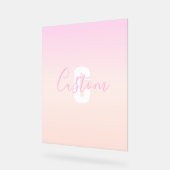 Hellrosa und Pfirsichfarben Ombre Name & Monogramm Acrylschild (Winkel)