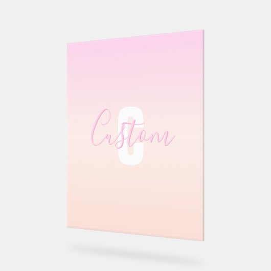 Hellrosa und Pfirsichfarben Ombre Name & Monogramm Acrylschild (Winkel)