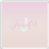Hellrosa und Pfirsichfarben Ombre Name & Monogramm Aufkleber (Vorderseite)