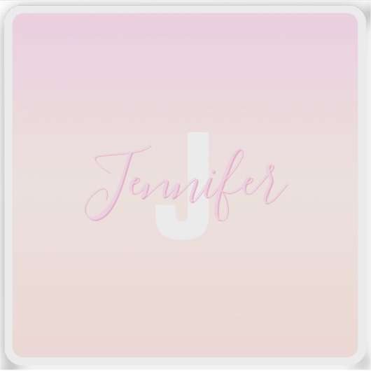 Hellrosa und Pfirsichfarben Ombre Name & Monogramm Aufkleber (Vorderseite)