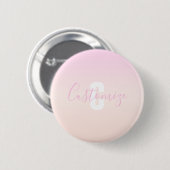 Hellrosa und Pfirsichfarben Ombre Name & Monogramm Button (Vorne & Hinten)