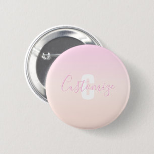 Hellrosa und Pfirsichfarben Ombre Name & Monogramm Button