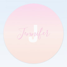 Hellrosa und Pfirsichfarben Ombre Name & Monogramm