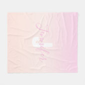 Hellrosa und Pfirsichfarben Ombre Name & Monogramm Fleecedecke (Vorderseite (Horizontal))