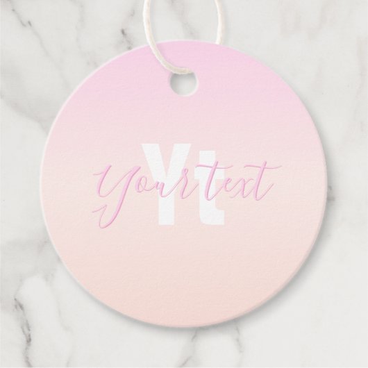 Hellrosa und Pfirsichfarben Ombre Name & Monogramm Geschenkanhänger (Vorderseite)