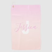 Hellrosa und Pfirsichfarben Ombre Name & Monogramm Golfhandtuch (Vorderseite)