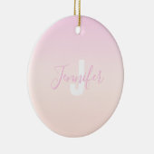 Hellrosa und Pfirsichfarben Ombre Name & Monogramm Keramik Ornament (Rechts)