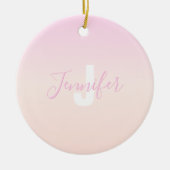Hellrosa und Pfirsichfarben Ombre Name & Monogramm Keramik Ornament (Vorne)