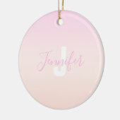 Hellrosa und Pfirsichfarben Ombre Name & Monogramm Keramik Ornament (Links)