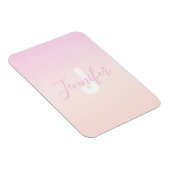 Hellrosa und Pfirsichfarben Ombre Name & Monogramm Magnet (Rechte Seite)
