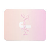 Hellrosa und Pfirsichfarben Ombre Name & Monogramm Magnet (Horizontal)