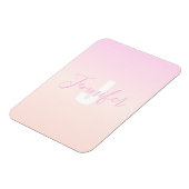 Hellrosa und Pfirsichfarben Ombre Name & Monogramm Magnet (Linke Seite)