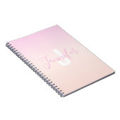 Hellrosa und Pfirsichfarben Ombre Name & Monogramm Notizblock (Rechte Seite)