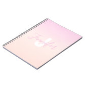 Hellrosa und Pfirsichfarben Ombre Name & Monogramm Notizblock (Linke Seite)