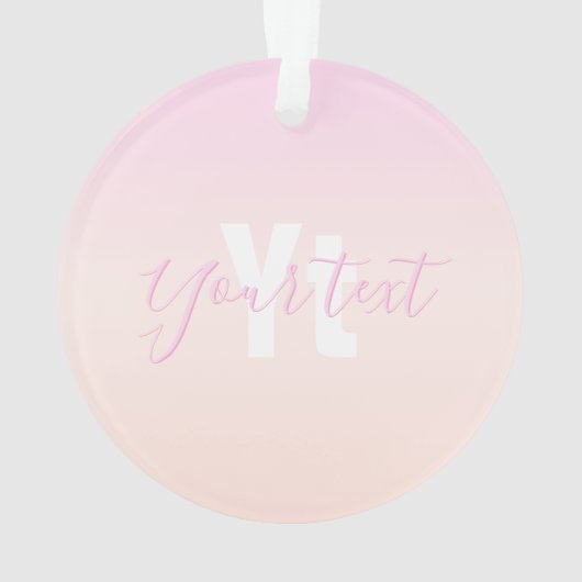 Hellrosa und Pfirsichfarben Ombre Name & Monogramm Ornament (Rückseite)