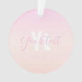 Hellrosa und Pfirsichfarben Ombre Name & Monogramm Ornament (Vorderseite)