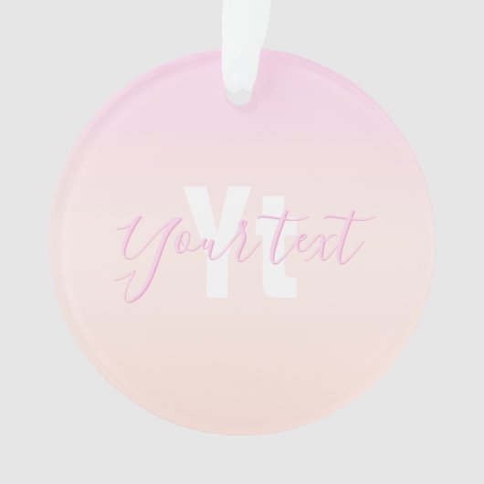 Hellrosa und Pfirsichfarben Ombre Name & Monogramm Ornament (Vorderseite)