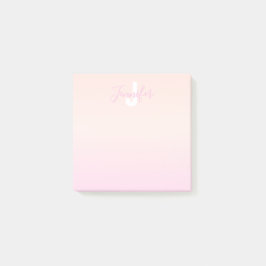 Hellrosa und Pfirsichfarben Ombre Name & Monogramm Post-it Klebezettel