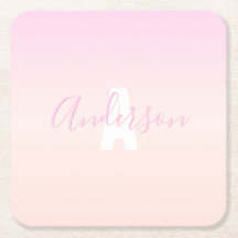 Hellrosa und Pfirsichfarben Ombre Name & Monogramm