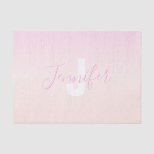 Hellrosa und Pfirsichfarben Ombre Name & Monogramm Seidenpapier (Vorderseite)