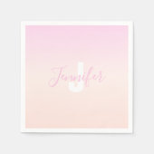 Hellrosa und Pfirsichfarben Ombre Name & Monogramm Serviette (Vorderseite)