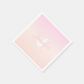 Hellrosa und Pfirsichfarben Ombre Name & Monogramm Serviette (Ecke)