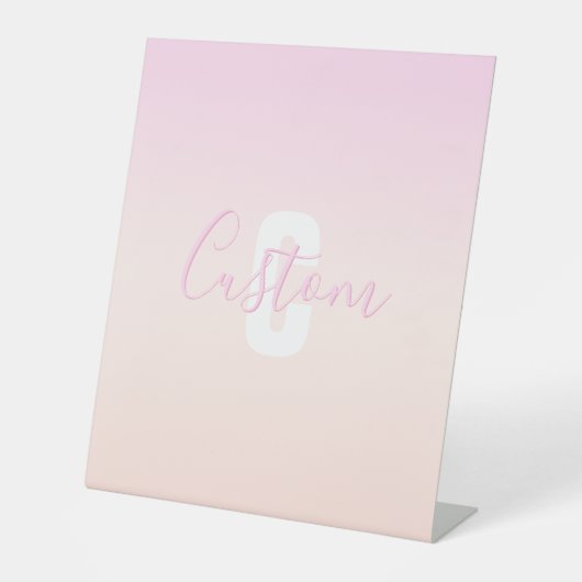 Hellrosa und Pfirsichfarben Ombre Name & Monogramm Sockelschild (Vorderseite)
