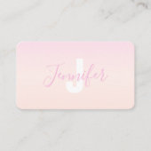 Hellrosa und Pfirsichfarben Ombre Name & Monogramm Visitenkarte (Vorderseite)