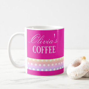 Hellrosa und Poka-Punkte Kaffeetasse