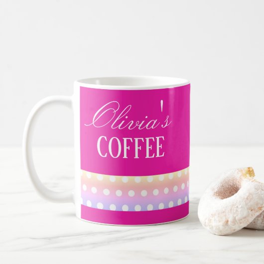 Hellrosa und Poka-Punkte Kaffeetasse (Mit Donut)