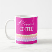 Hellrosa und Poka-Punkte Kaffeetasse (Links)