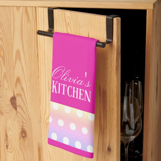 Hellrosa und Pola-Punkte Geschirrtuch (Drittel gefaltet)