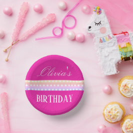 Hellrosa und Pola-Punkte  Pappteller