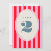 Hellrosa und roter Streifen - Frische Tischnummer (Vorderseite)