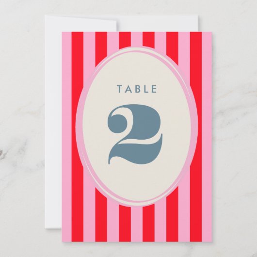 Hellrosa und roter Streifen - Frische Tischnummer (Rückseite)