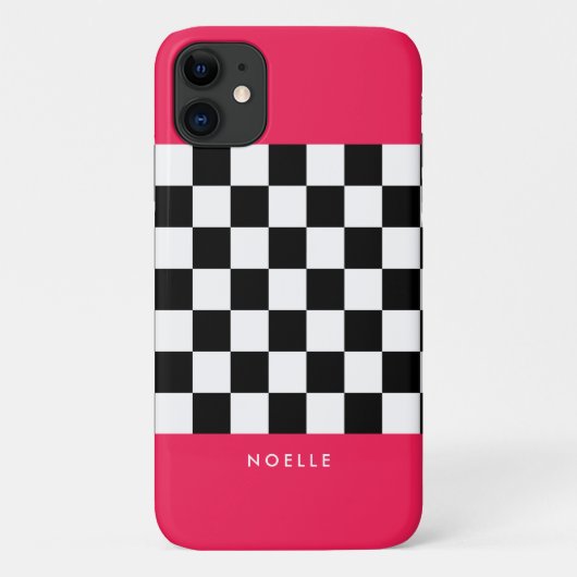 Hellrosa und Schachbrett Case-Mate iPhone Hülle (Rückseite)