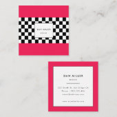 Hellrosa und Schachbrett Quadratische Visitenkarte (Vorne/Hinten)