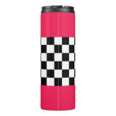 Hellrosa und Schachbrett Thermosbecher (Rückseite)