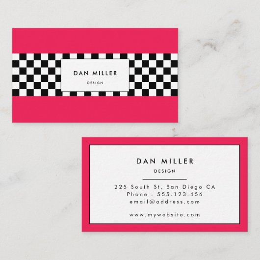 Hellrosa und Schachbrett Visitenkarte (Vorne/Hinten)