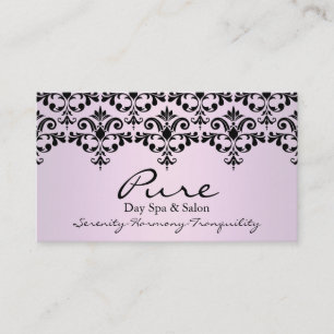 Hellrosa und schwarz Elegante Damask Business Card Visitenkarte