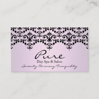 Hellrosa und schwarz Elegante Damask Business Card Visitenkarte