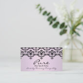 Hellrosa und schwarz Elegante Damask Business Card Visitenkarte (Stehend Vorderseite)