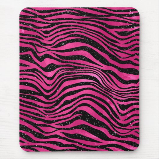 Hellrosa und schwarz glänzende Farbstreifen Mousepad (Vorne)